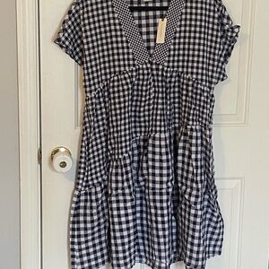 Anthropologie Black and White Gingham Dress Medium